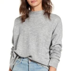 Minkpink Pullover Sweater low mock turtle Neck Long Sleeve Gray Large COZY